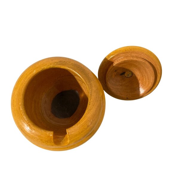 Vintage Wooden Honey Jar With Lid Pineapple Beehive Design - Picture 6 of 9